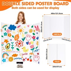 TUXITA Trifold Poster Board,4 Pack 36″ x 48″ Large White Corrugated Poster Bo…
