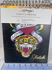 Ed Hardy Black 8×10 Spiral Sketchbook 100GSM Sheets Acid Free paper + Stickers