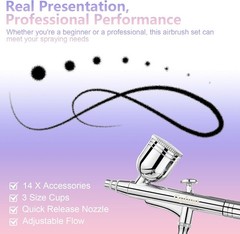 Airbrush Kit, Airbrush Gun with 4 Quick-Release Nozzle Sets(0.2/0.3/0.5/0.8Mm) D
