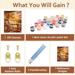 Fall Paint by Numbers Kit for Adults Autumn Landscape Adult Paint by Number …
