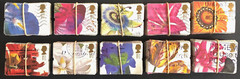 1000 FLOWERS Paintings GB Postage Stamps for Arts and Crafting, used off paper