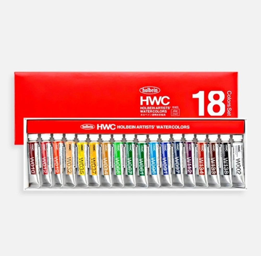 Holbein HWC Artists Watercolor Set Of 18 Colors 5ml 0.17 fl oz W403 – New