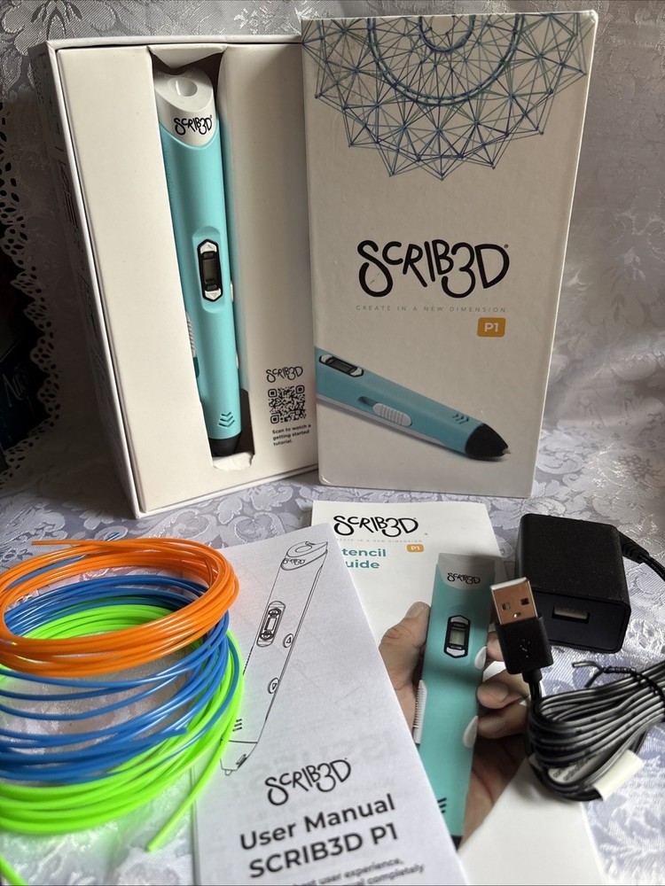 SCRIB3D P1 3D Printing Pen – 3D Pen + Charger + 3 Starter Colors – New Open Box