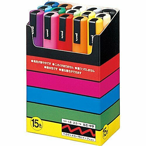 Uni-posca PC-5M Paint Marker Pen Medium Point Set of 15 Brand New ship from UK