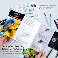 KALOUR 154PCS Artists Art Supplies – Drawing Kit with 6 Sketchbook,Tutorial,Colo