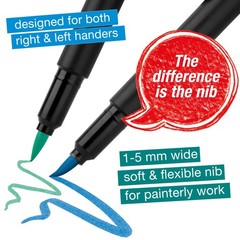 10 PCS Black Edition Felt Tip Pen Soft Brush Nib Colors Markers Art