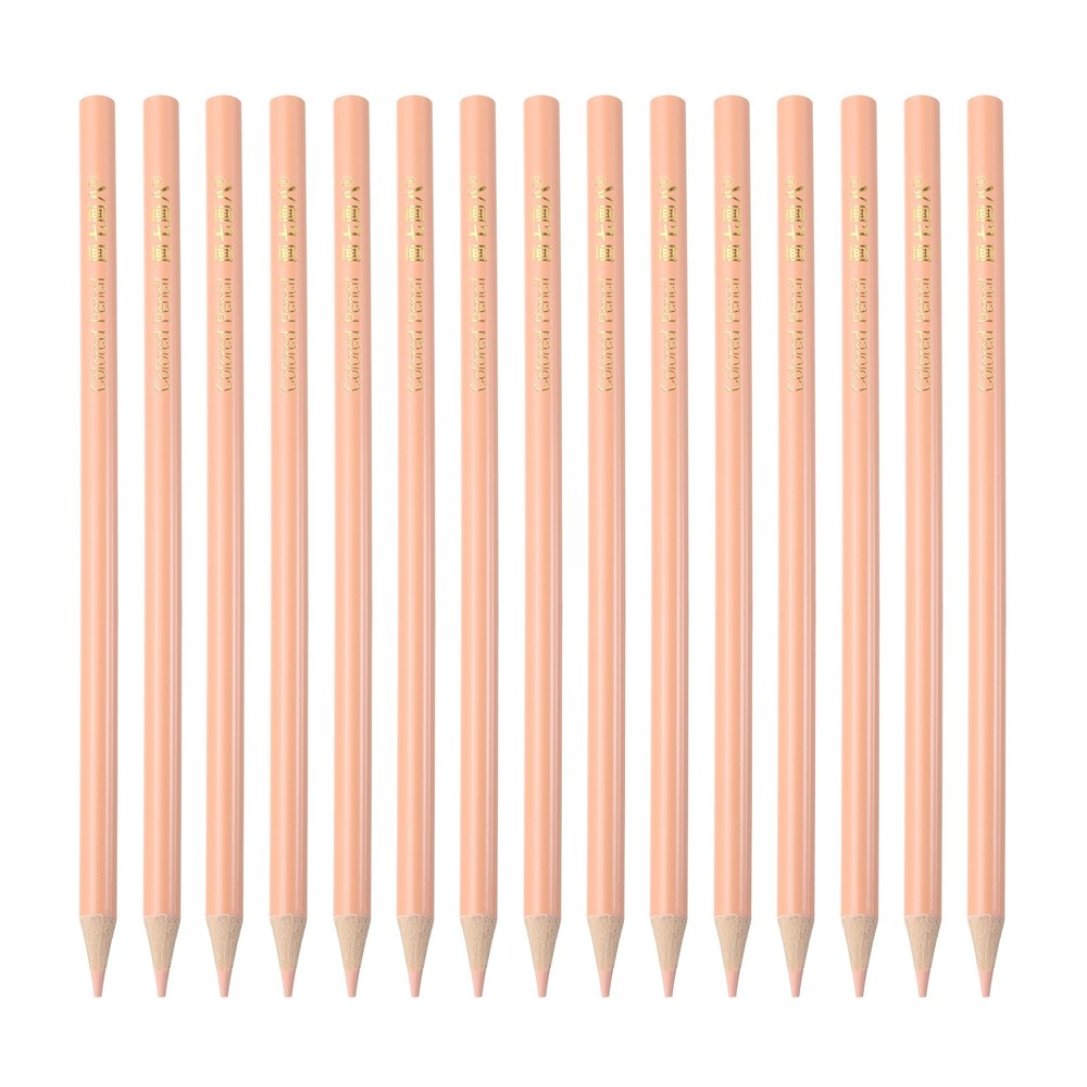 15PCS Colored Pencils Set Wooden Oil Based Colored Drawing Pencil Beige