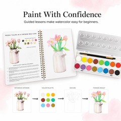 Beautiful Workbook Set for Beginners – Relaxing & Easy to Paint Water Colorin…