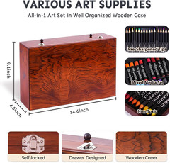 TMOL Art Supplies, 175-Pack Deluxe Art Set Drawing Painting Kit with 2 Drawing P