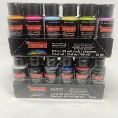 Craftsmart 2 Set Containers Multi Surface Premium Satin Acrylic Paint – 24 Total