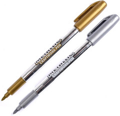 Metallic Marker Pens, 6-Pack Metallic Gold Silver Permanent Markers, Fine Point