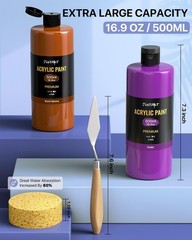 500 Ml Acrylic Paint Set 8 Colors (16.9 Oz), Large Bottles Non Toxic Acrylic Pai
