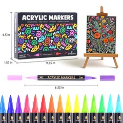 120 Colors Acrylic Paint Marker, Dual Tip and Dual Colors Acrylic Paint Pens …