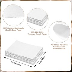 30 Sheets Watercolor Paper 300GSM Cotton Deckled Edge 4×6 Painting Calligraphy