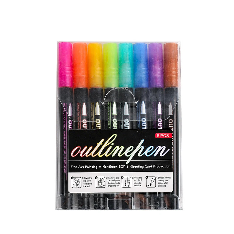 Double Line Outline Marker Pens Set for Creative Art and Craft Projects