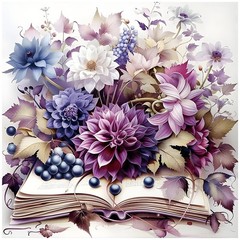 Flowers Diamond Art Painting Kits for Adults, Book 5D DIY Round Full Drill Gem A