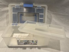 Plano Creative Options Tool Craft Fishing Box Organizer 13″X7.5″X5″ Clear W/Blue
