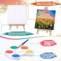 12 Set Mini Paint Set Art Party Favors Gifts 4×4 Small Painting Kits Canvas w…
