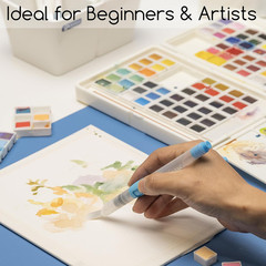 Watercolor Paint Set 96 Colors in Portable Box, Paint Kit with Brush, Palette, A