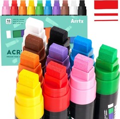 Arrtx Jumbo Poster Markers, 15mm Jumbo Felt Tip 10 Colors, Acrylic Paint Markers