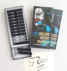 3 BOXES SMi SQUARE CHARCOAL PASTELS..BLACK..36 STICKS..NOS..PRICED TO SELL