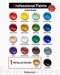 Fantastory Professional Acrylic Paint Set: 18 colors x 36ml, includes 10 brus…