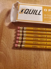 Quill T-812-2 1/2 Yellow Wood Pencil Lot 6 Pencils With Original Box