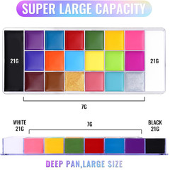 UCANBE Athena Face Body Paint Oil Palette, 20 Colors Large Black White Professio