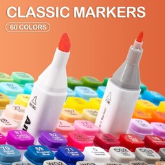 Alcohol Markers, 60 Colors Dual Tip Art Coloring Markers Set for Kids Adult B…