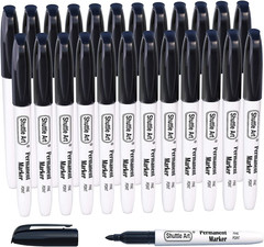 Shuttle Art Permanent Markers Black, Pack of 24 Fine Point Permanent Markers, Bl