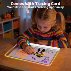 17 Inch Rechargeable LED Drawing Board for Kids, Upgraded 15 Colors Light Up
