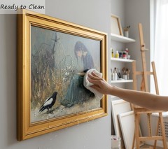 Vintage Gold Framed Canvas Wall Art, Girl Magpie Poster Artwork, Dark Moody P…