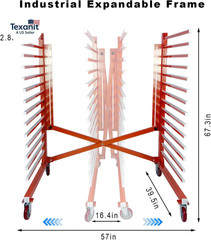Adjustable 15-Shelf Paint Drying Rack with Casters, 12″-58″ Width, 110 Lbs Capac