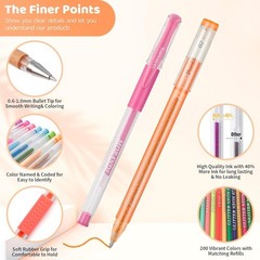 400pc Gel Pens Coloring Set 200 Colors