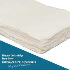Handmade A6 Cream Mixed Media Paper with Deckle Edge – 4″ x 6″ – 150 GSM -Col…
