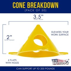 U.S. Art Supply Yellow Triangular Mini Pouring Paint Support Stands (Pack of 50)