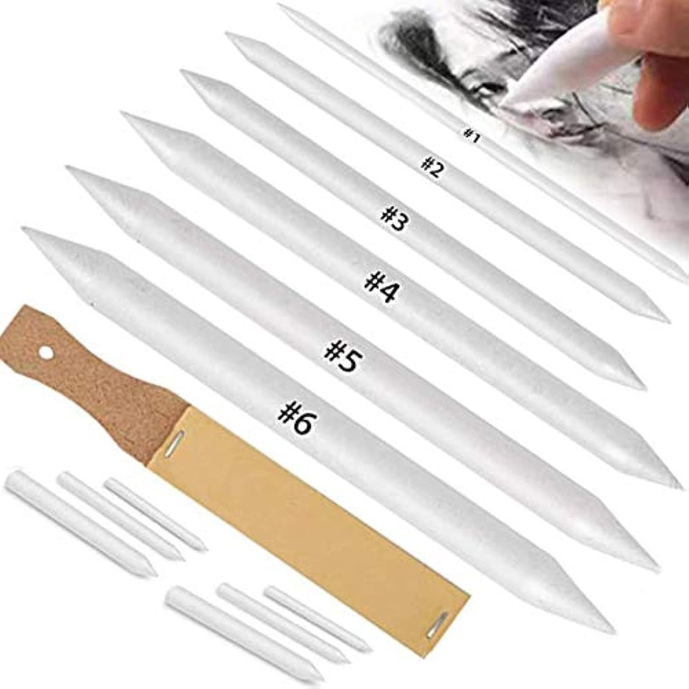 12 PCS Blending Stumps and Tortillions Paper Art Blenders with Sandpaper Penc…