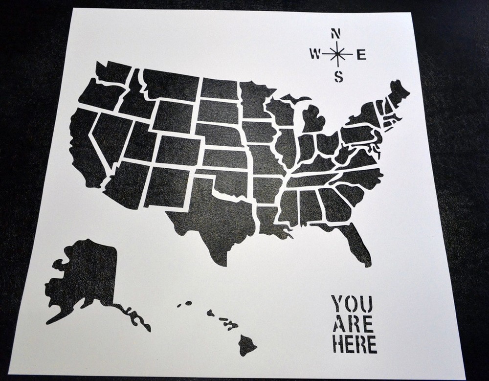 2 PACK Large 19″ All 50 United States USA Airbrush Spray Paint Stencil