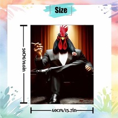 Chicken Paint By Number Kit For Adults DIY Wall Art Decoration 16×20 In