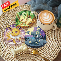 LWZAYS Diamond Painting Coasters 3.8 x x 0.1 inches, 8PBD-D10-Cartoon2