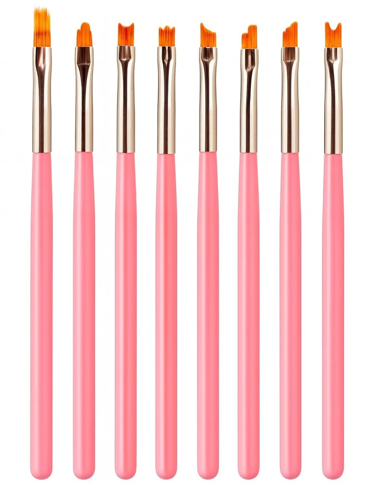 8PCS Nail Art Brushes Set, Flat and Angled Painting Brushes for Acrylic Nail Art