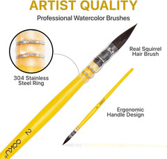Professional Quill Brush for Watercolor Painting – Real Squirrel Hair Blend S…
