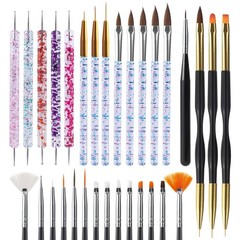 31pcs Nail Art Brushes, Nail Art Tool Set, Dotting Tools, Dust Brush, Striping..