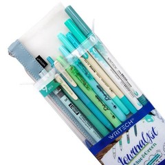 Journal Pen Set – Blue Green shades – 9 piece colour coordinated pen set