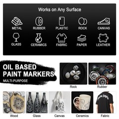 Betem 4 Oil Paint Pens Dual Tip, Black/White 0.7/3mm, Quick Dry, Multi-Surface