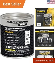 High Coverage Gloss White Metal Paint with 15 Rust Resistance, 128 Fl Oz