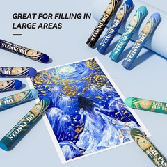 Large Oil Pastels Set – 12 Jumbo Ocean Colors, Creamy Texture for Artists