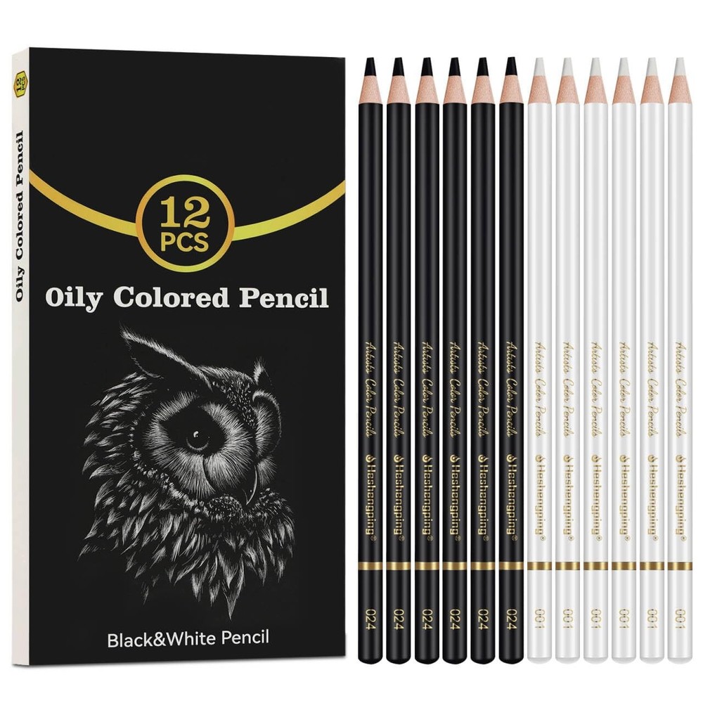 12 PCS Black White Colored Sketching Pencil Drawing Shading Blending Art Tool