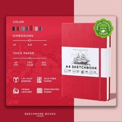 Beechmore Books A4 Mixed Media Sketchbook – 8.5″x11″ Hardcover Lay-Flat Art J…
