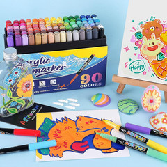 90 Colors Acrylic Paint Pens Set – Water-Based Paint Markers with Brush Tip (1–5